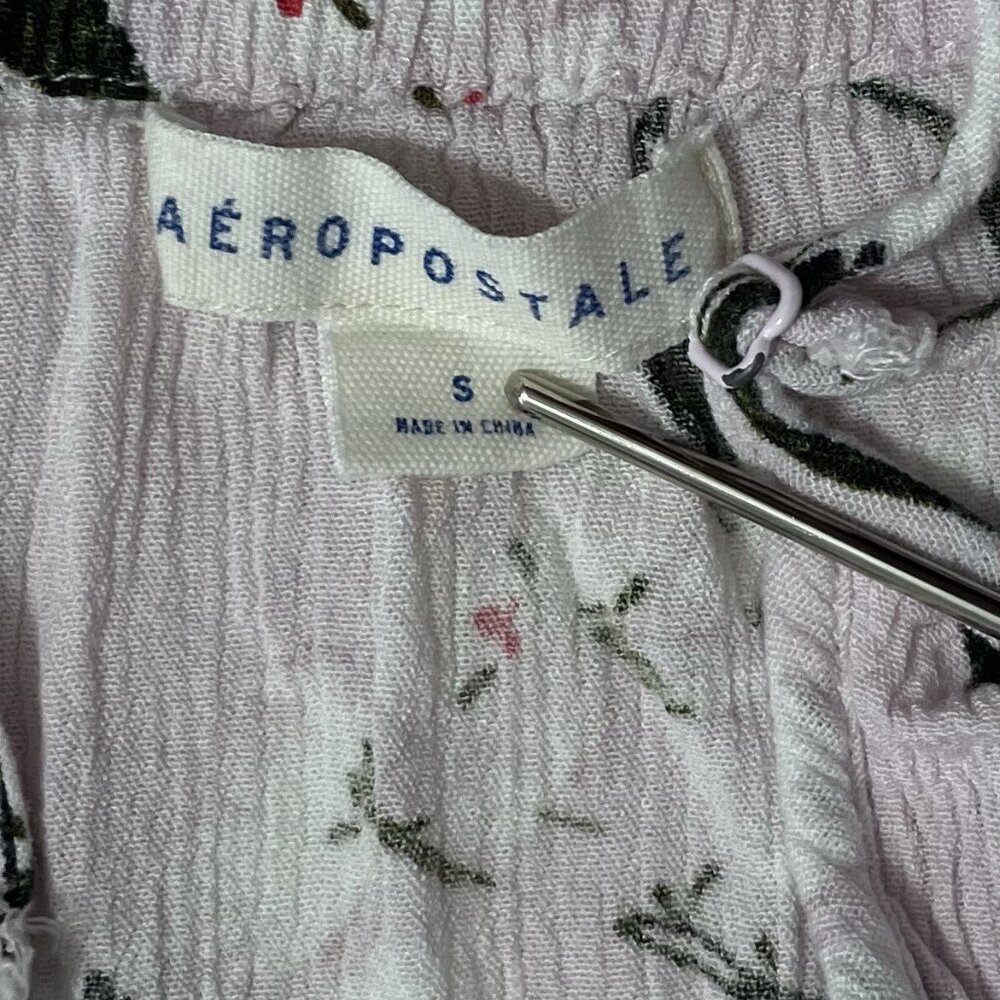 Aeropostale Womens Top Size Small Floral Ruffle V-Neck Adjustable Straps - Picture 5 of 6